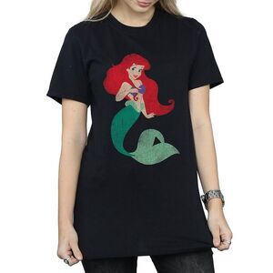 The Little Mermaid Womens/Ladies Ariel Cotton Boyfriend T-Shirt / Black